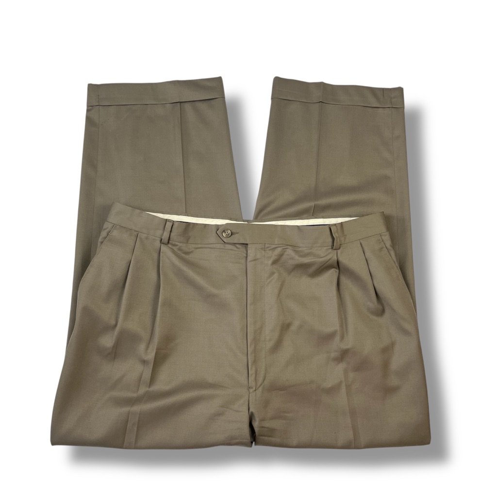 Joseph  Feiss Gold Mens 48 Waist Brown Camel Gold Wool Pants